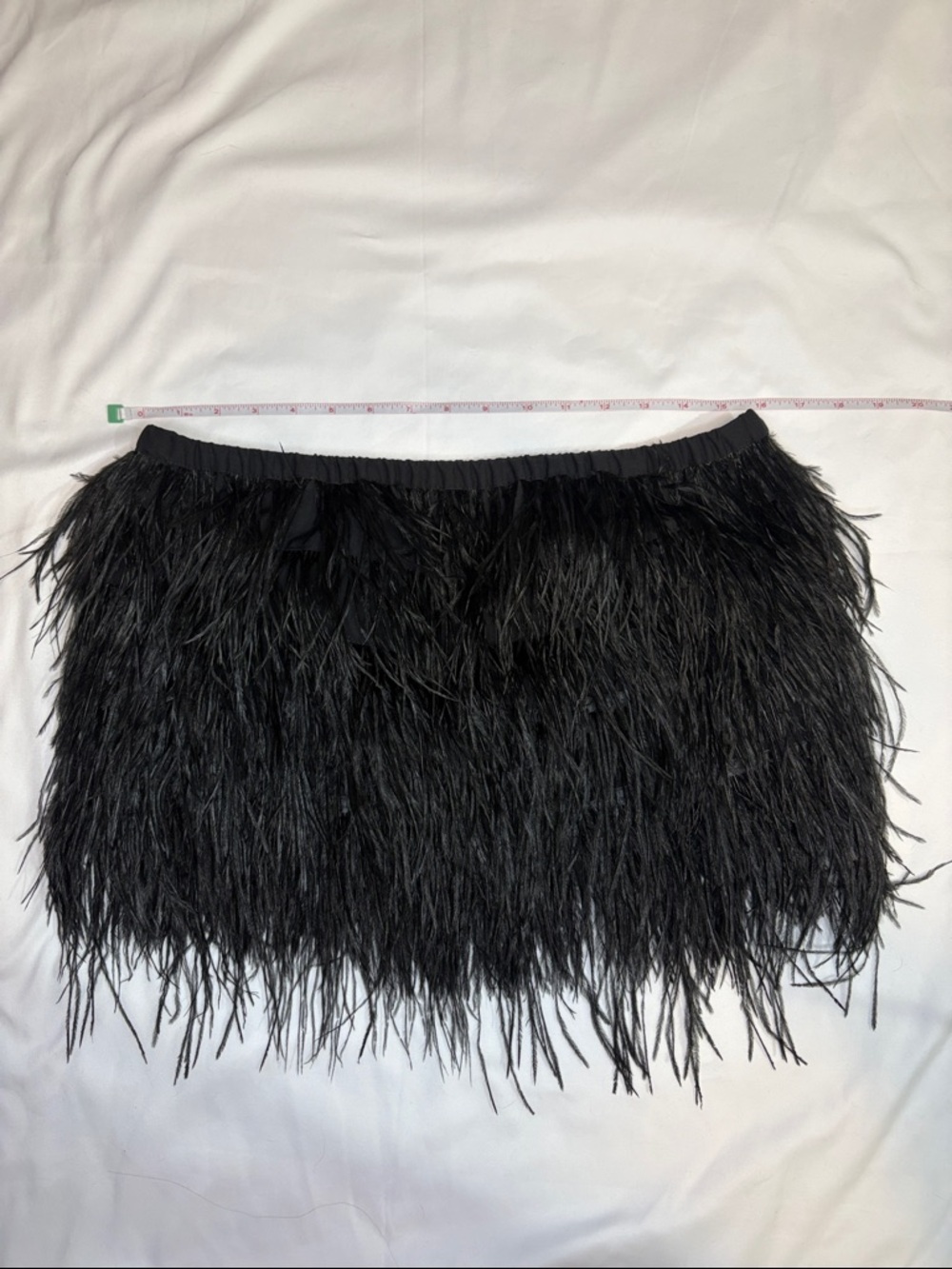 Gianni Bini “Anna” Black Ostritch Feather Ruffle Tiered Twirl Tube Top Medium